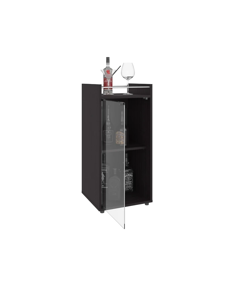 flynama Compact Minibar Cabinet with 2 Doors and Open Shelf