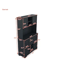 flynama Bar Cabinet with 16 Cabinets, 1 Drawer, 3 Shelfs