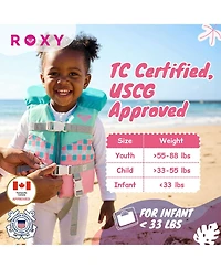 Roxy Infant Life Vest Uscg Approved with Quick-Release Buckles and Leg Strap, Upright Flotation for Fishing, Boating and Kayaking
