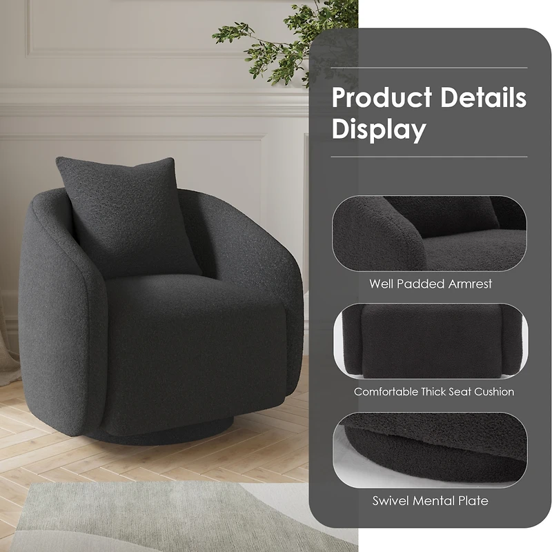 Boyel Living Swivel Barrel Chair Velvet Accent Armchair 360 Degree Club for Room Bedroom Reception