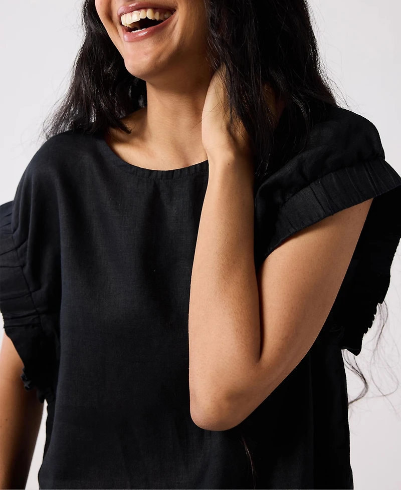 Reistor Women's Hemp Top with Gathered Sleeve detail