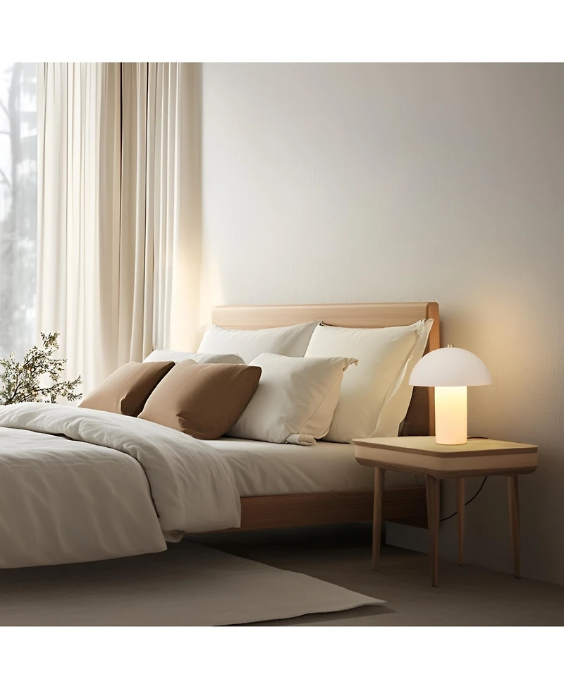 Brightech Alba Mushroom Led Desk Lamp with Frosted Glass Dome Shade