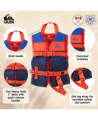 Quiksilver Uscg Approved Life Vest for Children, Lightweight Epe Foam and Durable Quick-Release Buckles, Leg Strap and Grab Handle for Security