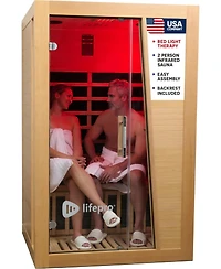 Lifepro Infrared Sauna for Home - 2 Person Indoor Low Emf Full Spectrum Sauna with Red Light Therapy, Hemlock Wood, Bluetooth & Chromotherapy