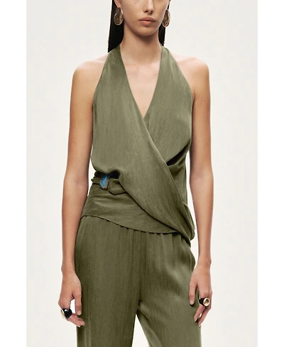 Nocturne Women's Asymmetric Halter Wrap Top
