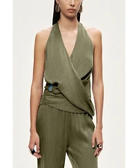 Nocturne Women's Asymmetric Halter Wrap Top