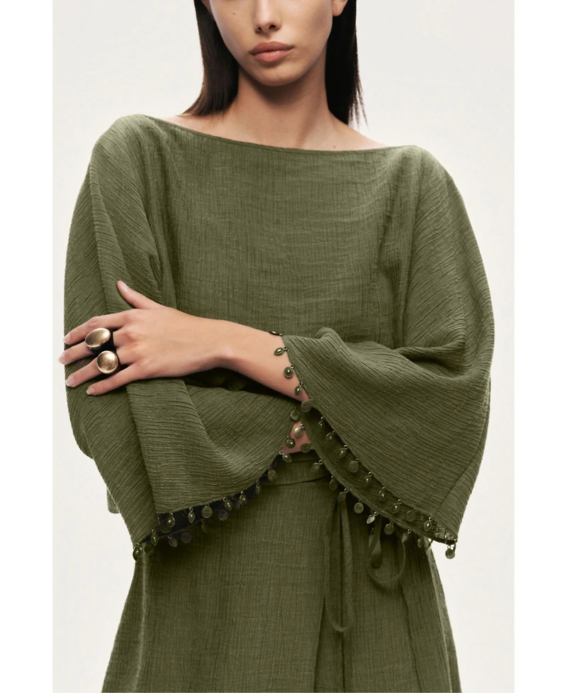 Nocturne Women's Cropped Boat-Neck Blouse