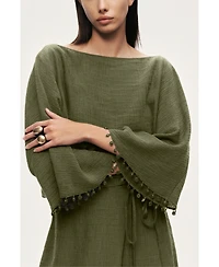 Nocturne Women's Cropped Boat-Neck Blouse