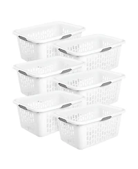 Sterilite Laundry Basket, 2 Bushel Plastic Hamper with Handles, White, 6 Pack