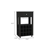 flynama Bar Cart with 12 Built-in Wine Rack, 8-Glass Rack and Spacious Drawer