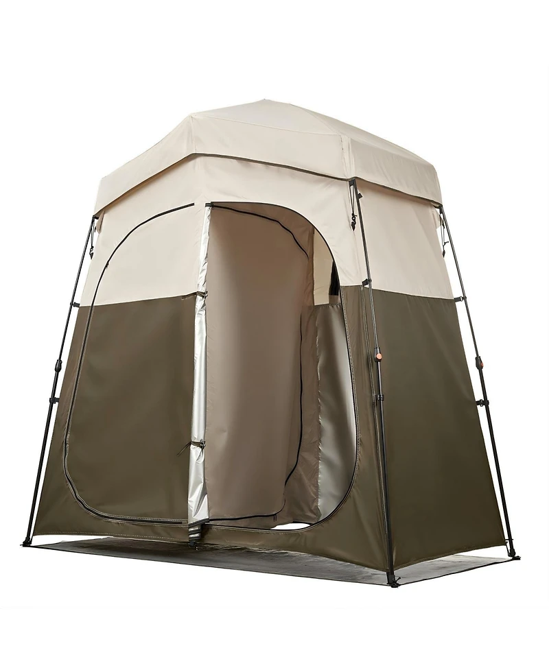 Gouun 2-Room Portable Camping Shower and Changing Tent with Stakes