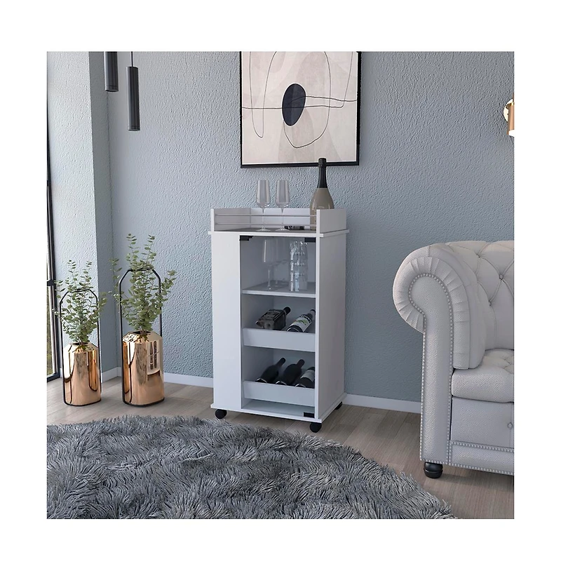 flynama Beaver Bar Cart with Two-Side Shelves