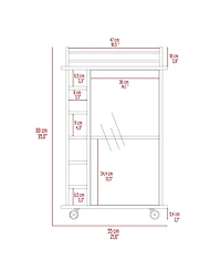 flynama Carbon Espresso 6-Bottle 3-Shelf Bar Cart with Glass Door Cabinet