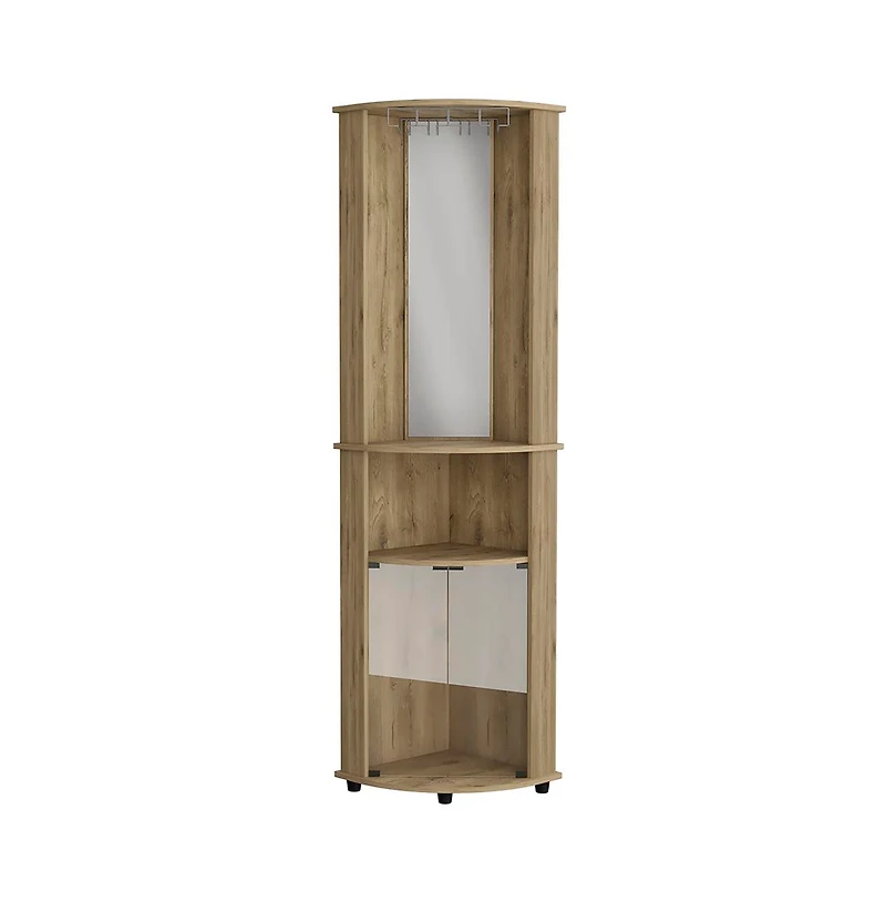 flynama Corner Bar Cabinet with 2 Cabinets Macadamia Finish