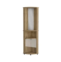 flynama Corner Bar Cabinet with 2 Cabinets Macadamia Finish