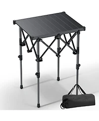 Gnuadz Folding Camping Table Aluminum Roll Top Adjustable Height Camping Outdoor Recreation Gear