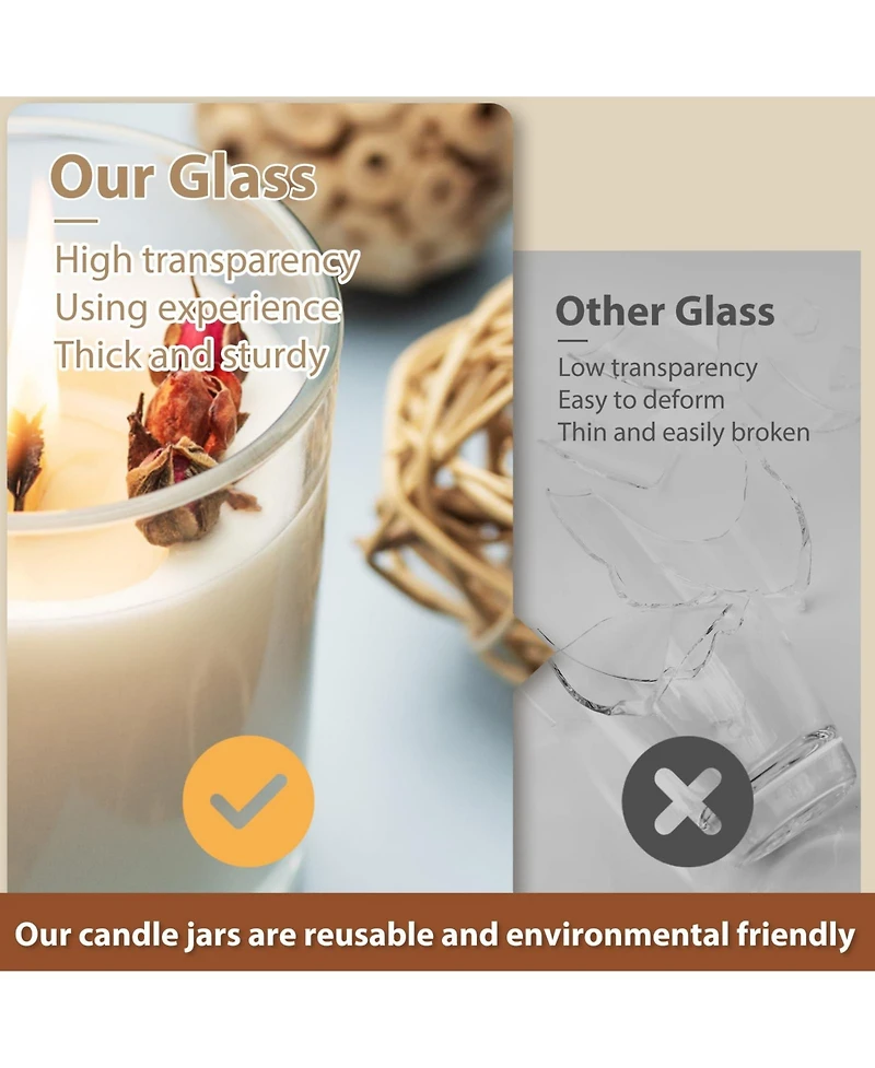 Gnuadz Glass Candle Jars with Wood Lids 16 Pack