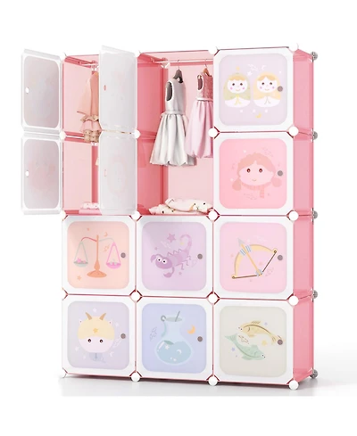 Gouun Closet with Dual Hanging Sections and Doors