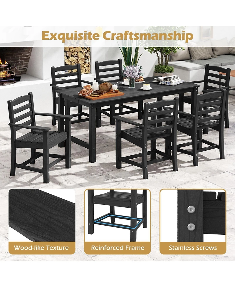 Slickblue Hdpe All Weather Patio Dining Chairs Set of 2 with Wide Armrests