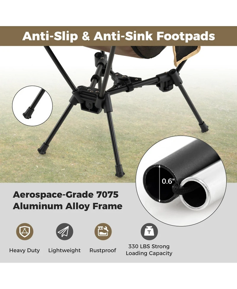 Gouun Ultralight Portable Moon Camping Chair with Compact Carry Bag