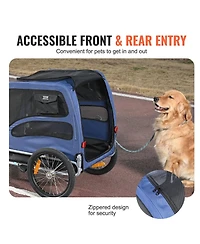 Aostirmotor Dog Bike Trailer Pet Carrier Supports 100 lbs, Easy Fold with Quick Release Wheels, Universal Coupler,Blue/Black