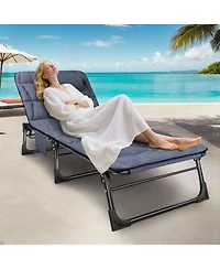 Gnuadz Folding Camping Bed Reclining Lounger With Mattress Pillow Camping Outdoor Recreation Gear