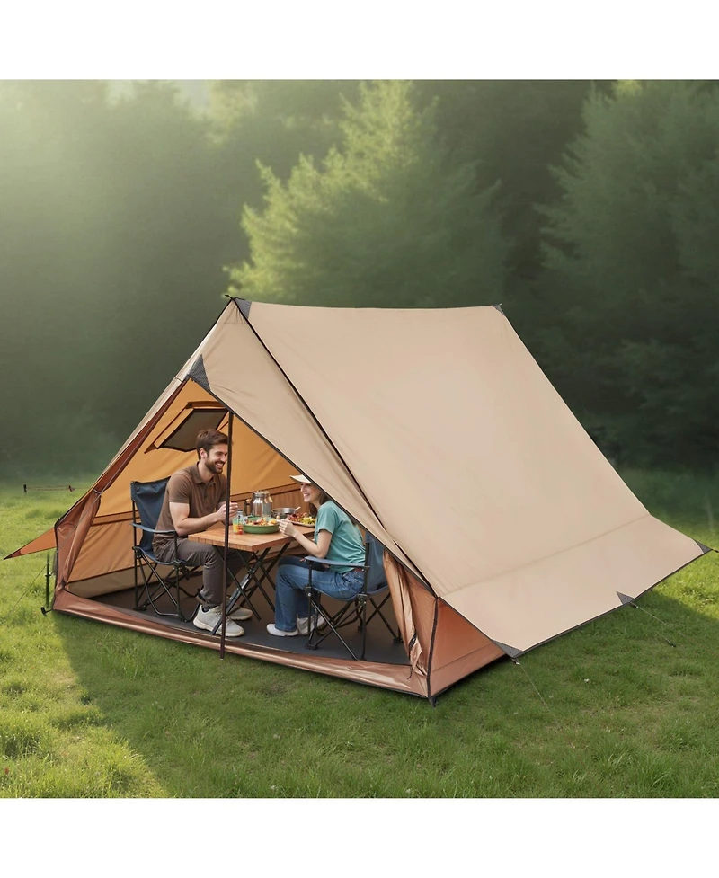 Mecale 2-Person Cabin Hot Tent with Stove Jack and Poles, Waterproof 4-Season Winter Tent with Fireproof Ground Mat