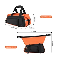 Hikeen Bike Rack Bag Expandable 13L to 24L Bicycle Rear Trunk Bag with Shoulder Strap Waterproof Cycling Storage for Commuting Travel