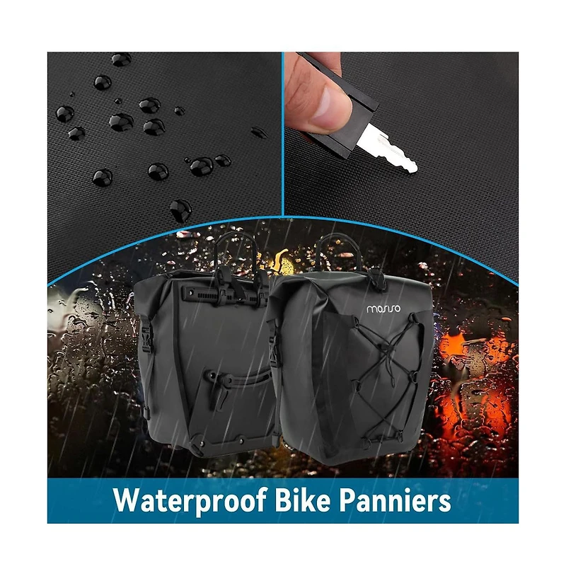 Hikeen Waterproof Bike Panniers 2 Pack 25L Rear Rack Saddle Bags Tpu Bicycle Storage Trunk Bag for Commuting Touring Road Mountain Cycling