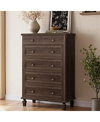 gaomon Bedroom 47" Tall 6 Drawer Dresser, Vintage Wood Chest of Drawers with Carved Handles.