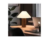 Brightech Oakley Modern Wood Led Desk Lamp with Rotary Knob