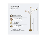 Orion 74" Led Tree Arc Floor Lamp with 5 Adjustable Arms