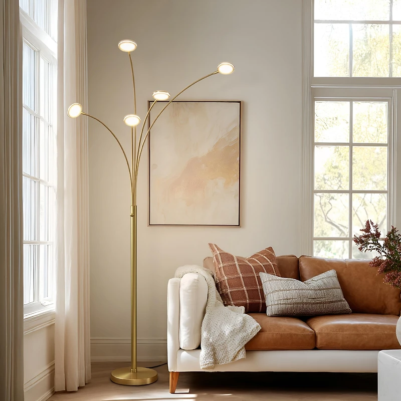 Orion 74" Led Tree Arc Floor Lamp with 5 Adjustable Arms
