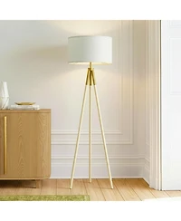 Levi Modern Led Tripod Gold Floor Lamp with Drum Shade (61"), Bulb Included