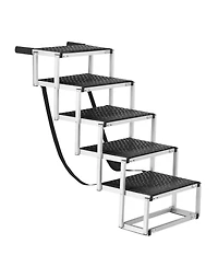 Aostirmotor 5-Step Folding Dog Stairs for Cars, Aluminum Pet Steps Loads up to 150 lbs, Portable Dog Ladder