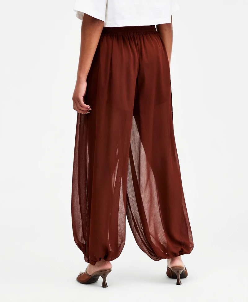 Bar Iii Women's High-Rise Sheer Balloon Pants, Macy's Exclusive