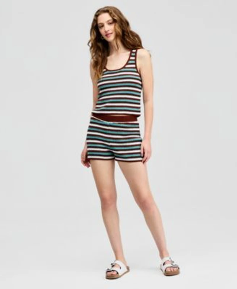 Now This Womens Crochet Striped Tank Top Shorts Macys Exclusive