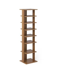 Sugift 7-Tiers Vertical Wooden Space Saving Shoe Rack for Front Door