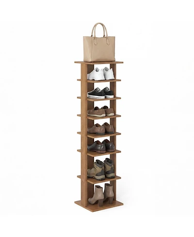 Sugift 7-Tiers Vertical Wooden Space Saving Shoe Rack for Front Door