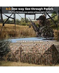 Sugift 2-6 Person Side-by-Side Hunting Blinds Double One-way See-through Ground Blinds