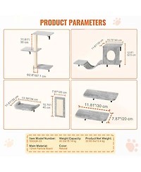 Cozito Wall Mounted Cat Shelves 6 Piece Hammock Perch Sisal