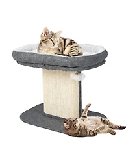 Cozito Cat Tower Modern with Large Plush Perch and Sisal Plate
