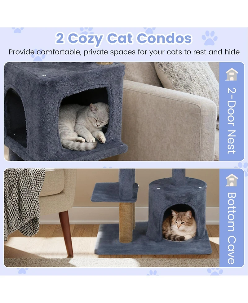 Cozito Cat Tree 64 in with 2 Condos and Jute Scratching Posts
