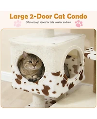 Cozito Cat Tree 30 inch Modern with Wide Perch and 2-Door Condo