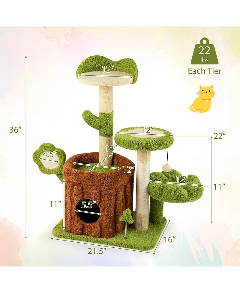 Cozito Cat Tree 36 in Cute Jungle Activity Center with Condo