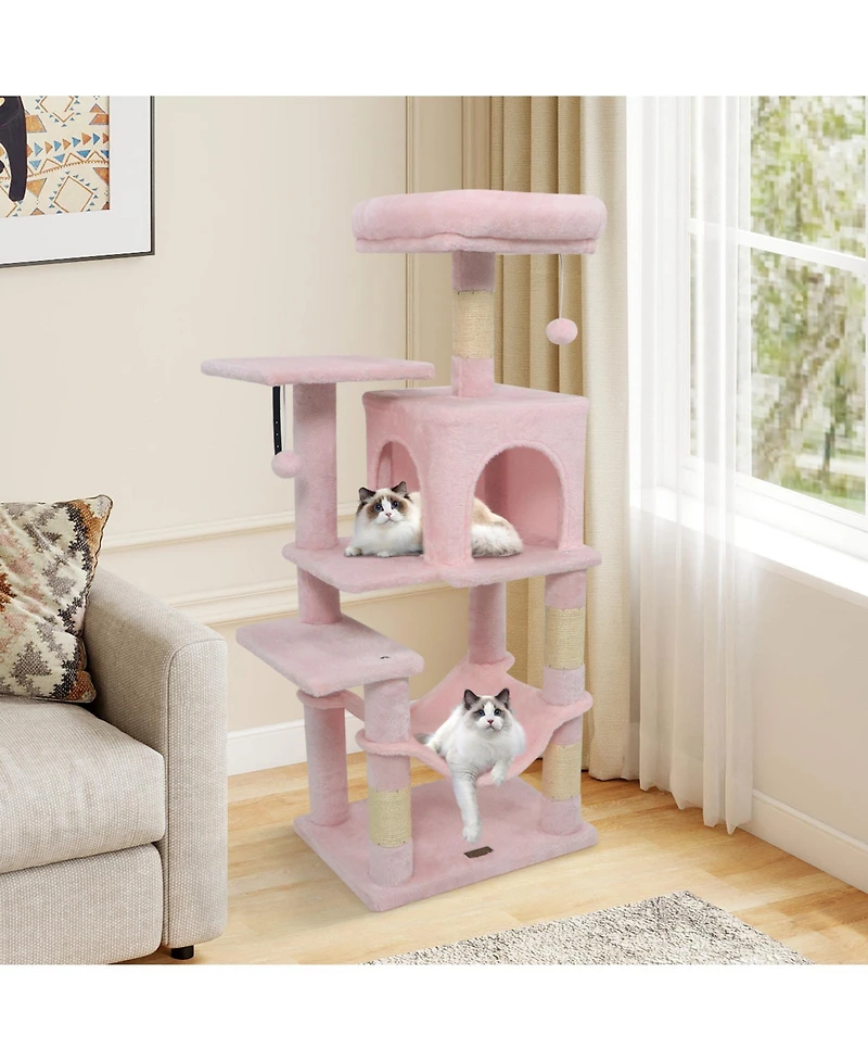 Cozito Cat Tower 44 in Multi-Level with 2-Door Condo and Top Perch