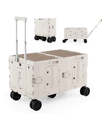 Sugift Large Foldable Utility Cart with 2-Tier Storage Crates and Telescoping Handle