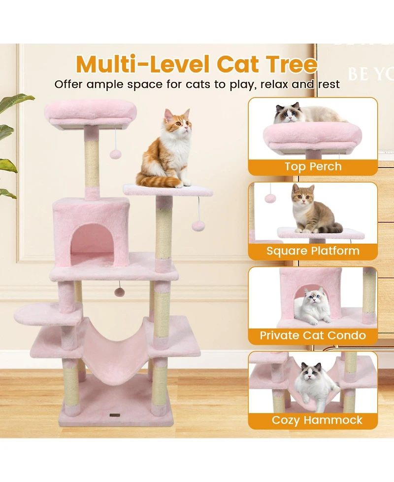 Cozito Cat Tree 58 in Soft Plush Multi-Level with Top Perch