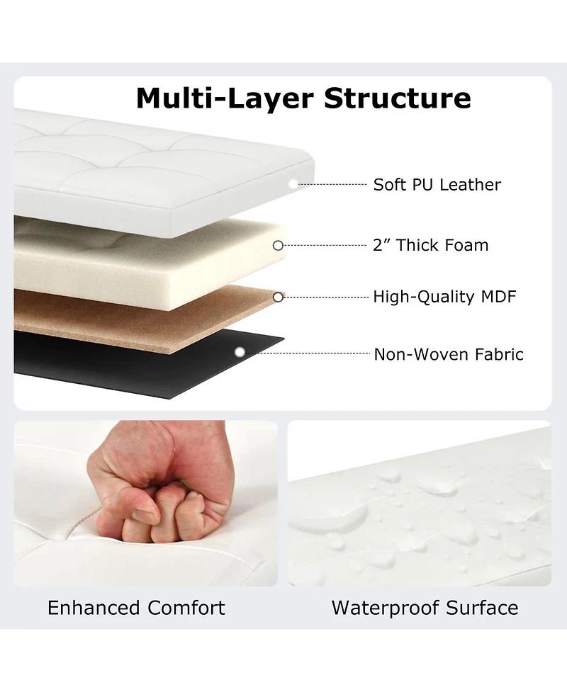 Gouun 43-Inch Folding Storage Ottoman Bench with Foot Rest