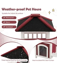 Cozito Cat House 2-Story Wooden with Asphalt Roof and Balcony